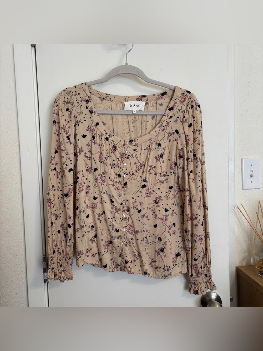 BA&SH lady top madelie nude beige floral blouse sz 0